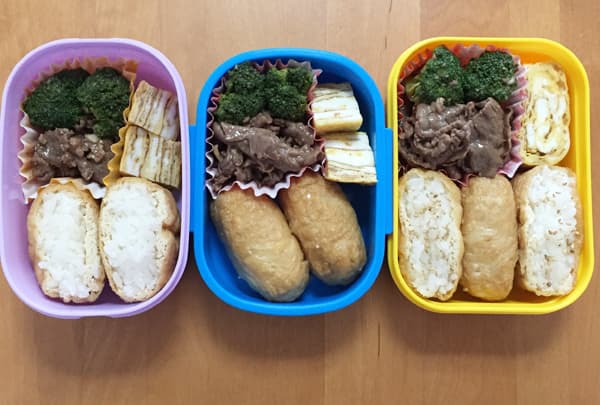 bento con inarizushi e pietanze