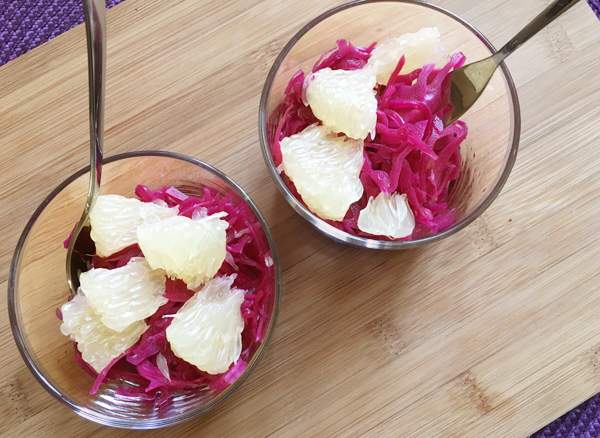 cavolo rosso marinato con pompelmo