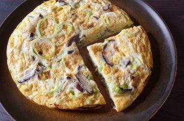 frittata con porro e shiitake