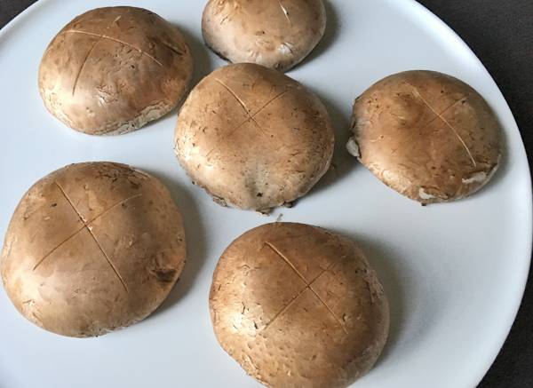 funghi ripieni con carne allo zenzero