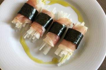 involtini di daikon e prosciutto crudo