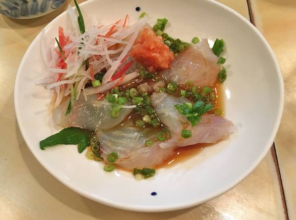 sashimi di rombo alla salsa ponzu