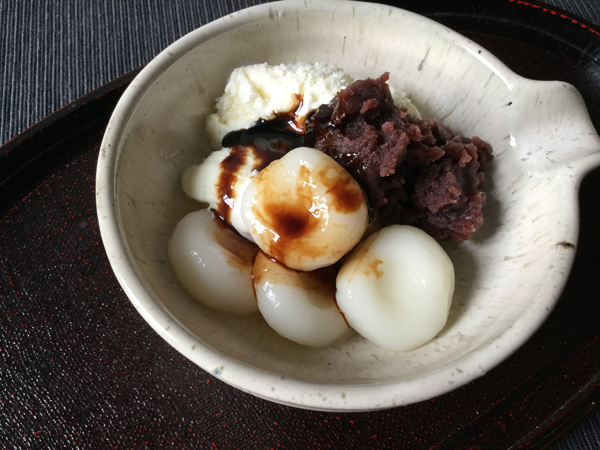 Shiratamadango con anko e gelato