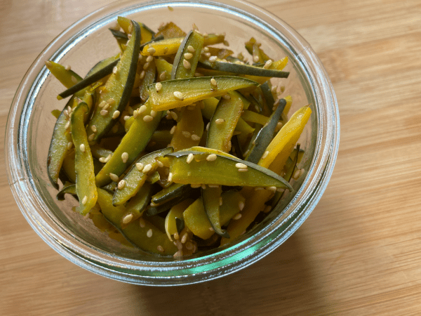 kinpira con buccia di zucca 