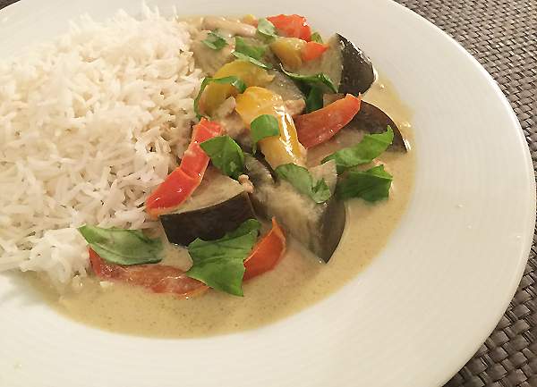 curry verde con riso basmati
