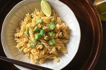 fusilli con tonno e okra