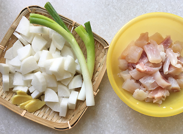 daikon stufato con nervetti