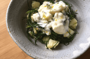 insalata di agretti e patata allo yogurt e limone sotto sale