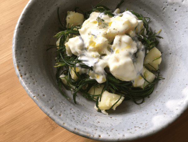 insalata di agretti e patata allo yogurt e limone sotto sale