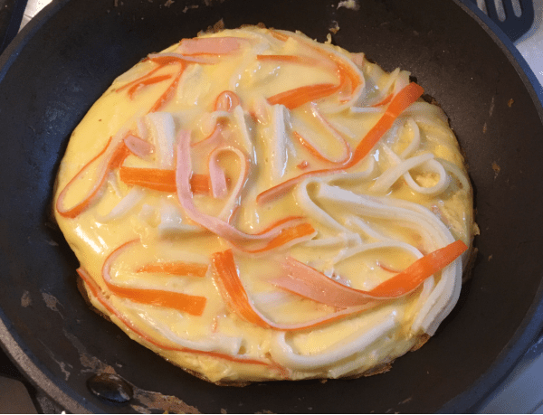 frittata con surimi e piselli