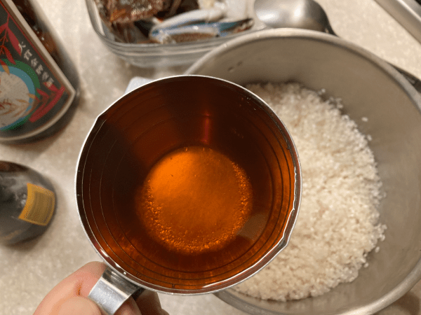 riso bollito con granchio