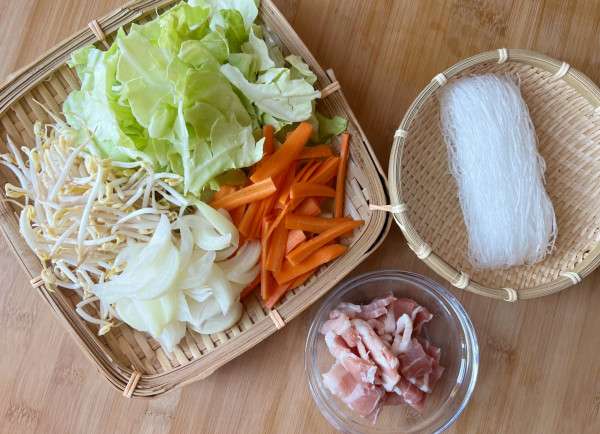 tanmen con vermicelli di soia