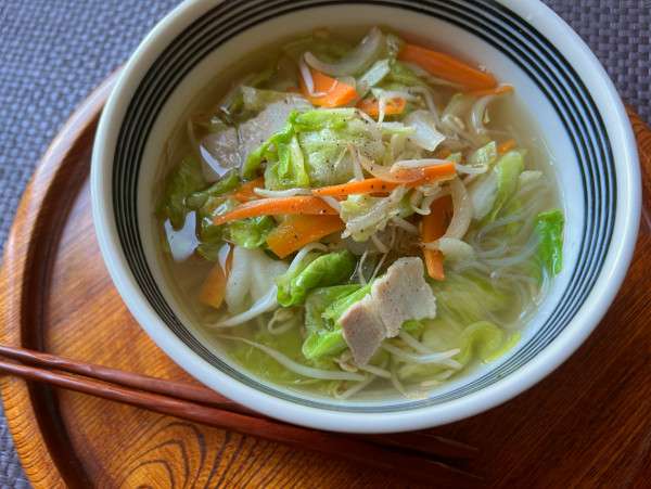 tanmen con vermicelli di soia