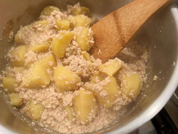 patate cotte con macinato di pollo