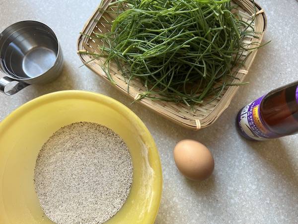 pancake salati con grano saraceno e agretti