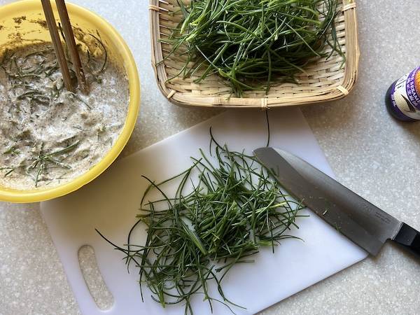 pancake salati con grano saraceno e agretti